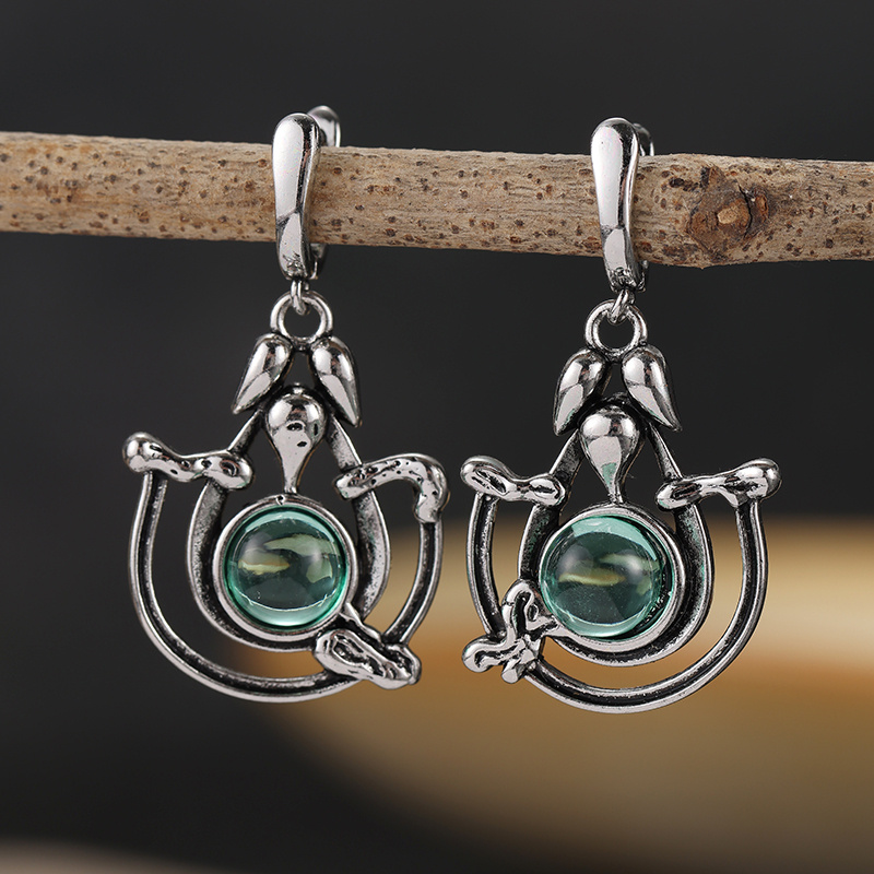Ladies' Vintage Drop Earrings with Vine Hollow Design